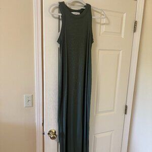 green ribbed LOFT dress